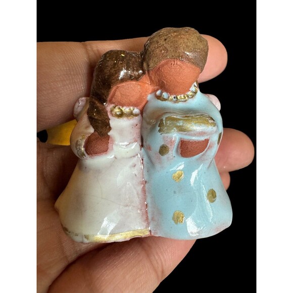 Vintage Pottery Figurine Folk Art,angels Musical Figurines 2” Lot - Picture 6 of 10